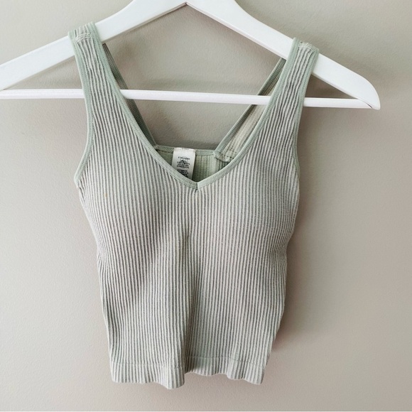 Revival Ribbed Tank Top Green Sz OS - Picture 2 of 8